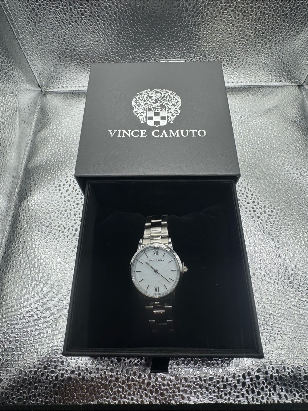 Vince Camuto Men's Silver Stainless Steel Bracelet Watch with White Dial